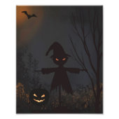 Halloween Spooky Scarecrow Pompoen Foto Afdruk (Voorkant)