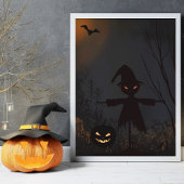 Halloween Spooky Scarecrow Pompoen Foto Afdruk