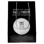 Halloween Spooky Scary Creepy Whimsical Owl Medium Cadeauzakje (Achterkant)