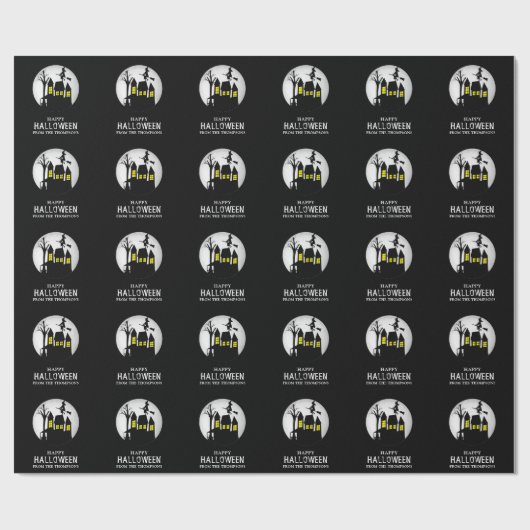 Halloween Spooky Scary Haunted House Witch Cadeaupapier (Vlak)