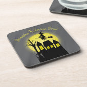 Halloween Spooky Scary Moonlight Flying Witch Bier Onderzetter (Linkerzijde)