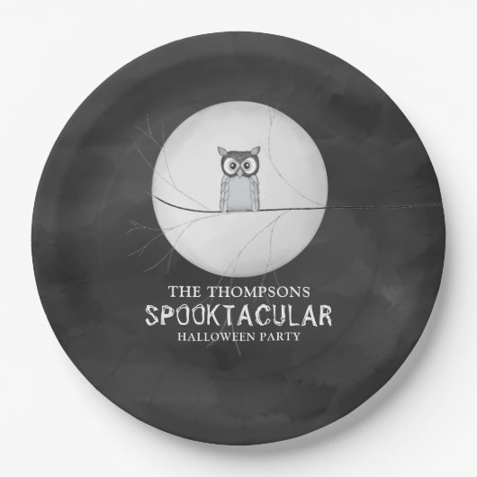 Halloween Spooky Scary Owl Spooktacular Party Papieren Bordje (Voorkant)