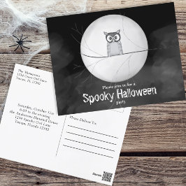 Halloween Spooky Scary Owl Whimsical Party Invitat Briefkaart