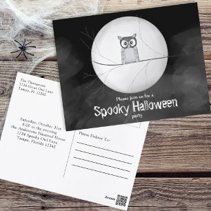 Halloween Spooky Scary Owl Whimsical Party Invitat Briefkaart
