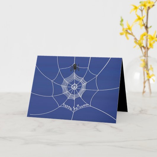 Halloween Spooky Scary Schattige Spinnenweb Kaart (Gele Bloem)