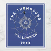 Halloween Spooky Scary Schattige Spinnenweb Wijn Etiket (Enkel label)