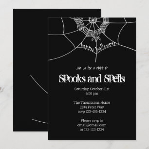 Halloween Spooky Scary Spider Web Cute Party Kaart