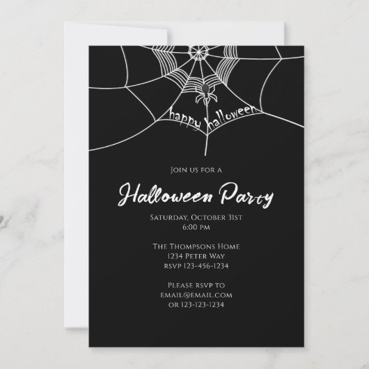 Halloween Spooky Scary Spider Web Cute Party Kaart (Voorkant)