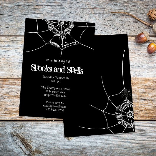 Halloween Spooky Scary Spider Web Cute Party Kaart
