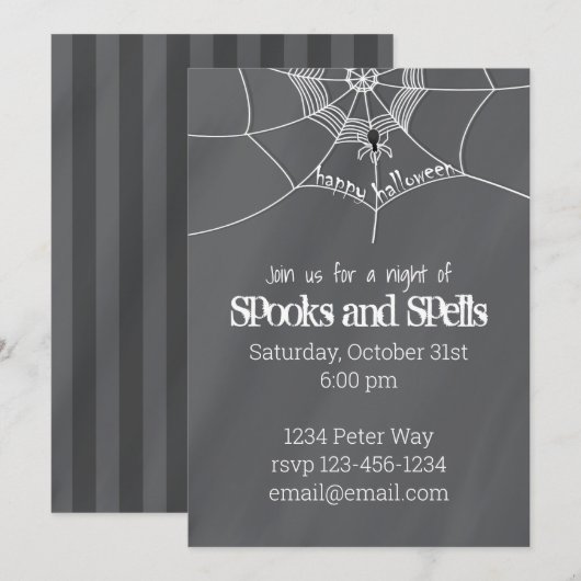 Halloween Spooky Scary Spider Web Fun Party Kaart (Voorkant / Achterkant)