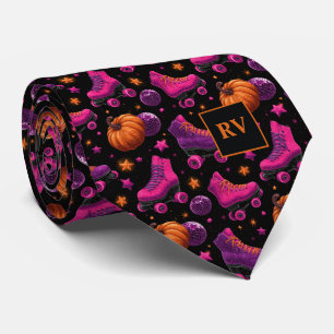 Halloween Spooky Schaats Night Monogrammed Stropdas