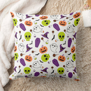 Halloween spooky schattig patroon zombies schedels kussen