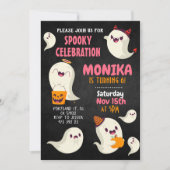 Halloween Spooky Schattigee Ghost Girl Verjaardag Kaart (Voorkant)