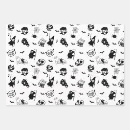 Halloween Spooky Schattigee Patroon Vakantie Horro Inpakpapier Vel