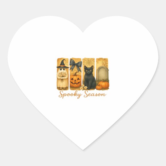  Halloween Spooky Season, leuke spookbloem Hart Sticker (Voorkant)
