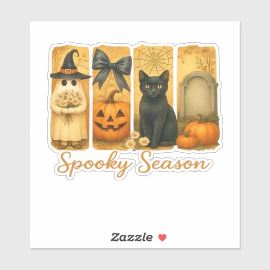 Halloween Spooky Season, leuke spookbloem Sticker (Vel)