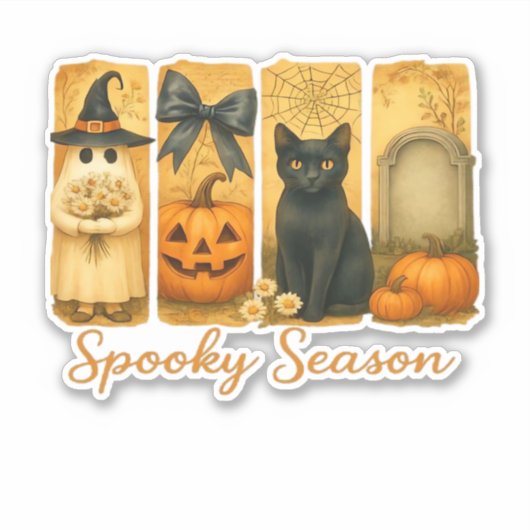 Halloween Spooky Season, leuke spookbloem Sticker (Voorkant)