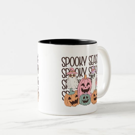 Halloween Spooky Season Tweekleurige Koffiemok (Voorkant rechts)