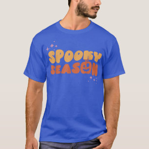 Halloween Spooky Season Wavy Retro Tet with pumpki T-shirt