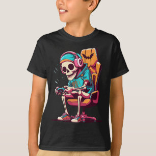 Halloween Spooky Seizoen Gaming Skeleton Scary Gam T-shirt