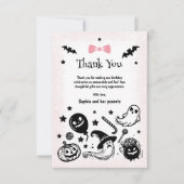Halloween Spooky Simple Pink Ribbon Girl Verjaarda Bedankkaart (Voorkant)