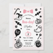 Halloween Spooky Simple Pink Ribbon Girl Verjaarda Kaart (Voorkant)