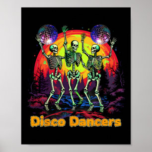 Halloween Spooky Skelet Disco Dancers Dansen Poster