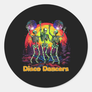 Halloween Spooky Skelet Disco Dancers Dansen Ronde Sticker