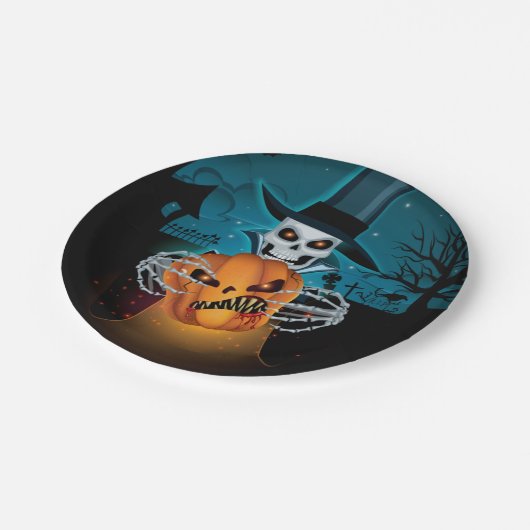 Halloween Spooky Skeleton Papieren Bordje (Gekanteld)