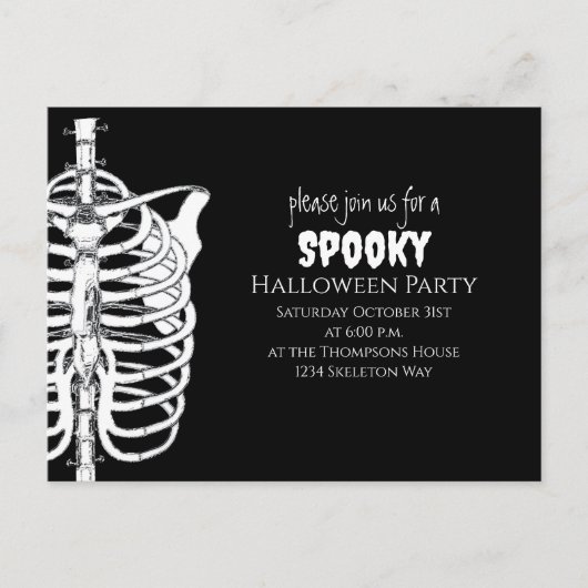 Halloween Spooky Skeleton QR Code Social Media Briefkaart (Voorkant)