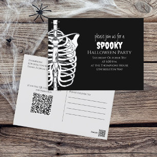 Halloween Spooky Skeleton Scary QR Code Briefkaart