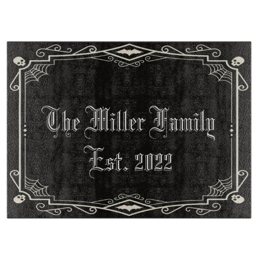 Halloween Spooky Skeletons Bats Spiderwebs Family Snijplank (Voorkant)