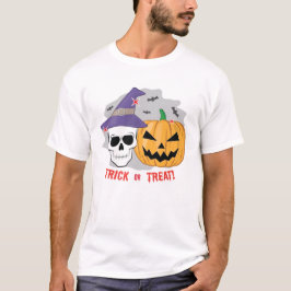 Halloween Spooky Skull en Pumpkin - Trick of Trea T-shirt