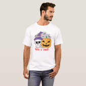 Halloween Spooky Skull en Pumpkin - Trick of Trea T-shirt (Voorkant volledig)