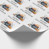 Halloween Spooky Skull Pumpkin Bats Cauldron Cadeaupapier (Hoek)