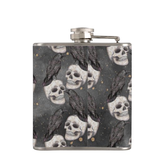 HALLOWEEN SPOOKY SKULLS & BLACK CROWS HEUPFLES (Achterkant)