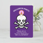 Halloween spooky skulls op koninklijke paars uitno kaart (Staand voorkant)
