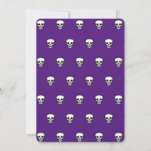 Halloween spooky skulls op koninklijke paars uitno kaart (Achterkant)