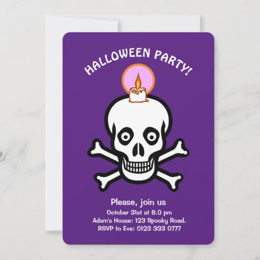 Halloween spooky skulls op koninklijke paars uitno kaart (Voorkant)