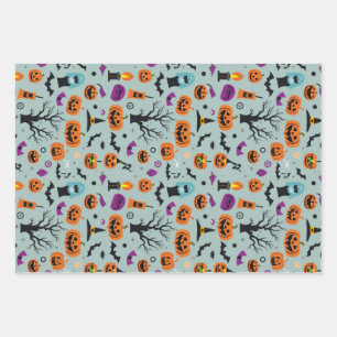 Halloween Spooky Snoep Ghost Pattern Inpakpapier Vel