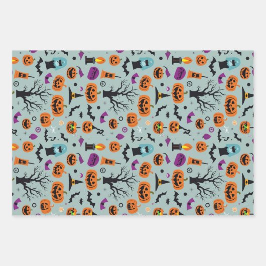 Halloween Spooky Snoep Ghost Pattern Inpakpapier Vel (Voorkant)
