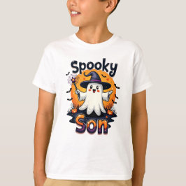 Halloween Spooky Son Ghost with Witch Pet T-shirt