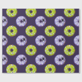 Halloween Spooky Spider Groen Oogmonster Paarse Cadeaupapier (Vlak)