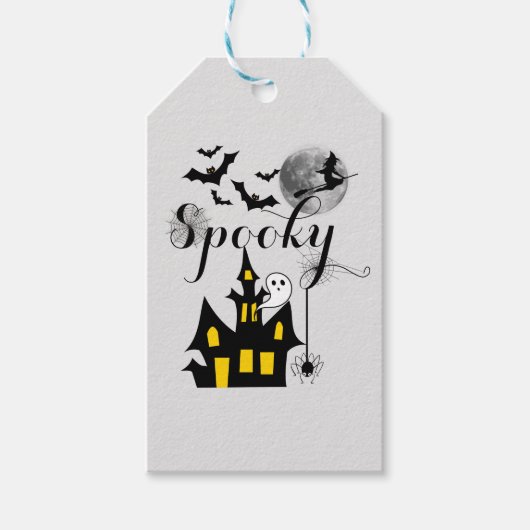 Halloween Spooky Spider pakt heksenhuis Cadeaulabel (Voorkant)