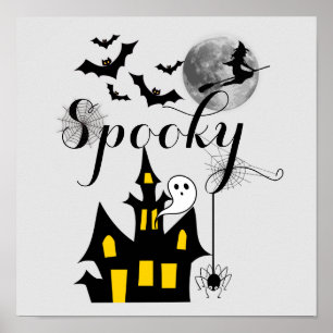 Halloween Spooky Spider pakt heksenhuis Poster