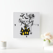 Halloween Spooky Spider pakt heksenhuis Vierkante Klok (Huis)