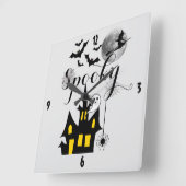 Halloween Spooky Spider pakt heksenhuis Vierkante Klok (Hoek)