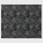 Halloween Spooky Spider Web Black White Cadeaupapier (Vlak)