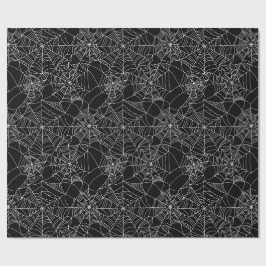 Halloween Spooky Spider Web Black White Cadeaupapier (Vlak)