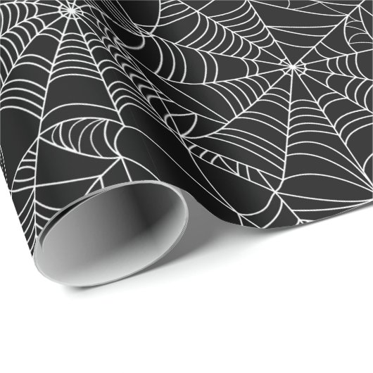Halloween Spooky Spider Web Black White Cadeaupapier (Rol Hoek)